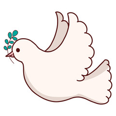 Christianity Element Hand Drawing Style with White Dove