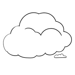 Cute cloud cartoon outline icon, Cute happy smiling cloud cartoon, black line shape