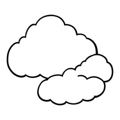 Cute cloud cartoon outline icon, Cute happy smiling cloud cartoon, black line shape