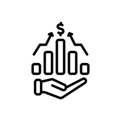 Black line icon for proceeds 