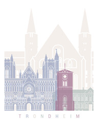 Fototapeta premium TRONDHEIM SKYLINE POSTER PASTEL