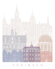 Fototapeta premium TÜBINGEN SKYLINE POSTER PASTEL
