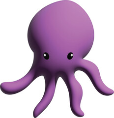 3d purple octopus cartoon