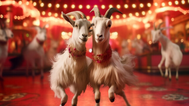 Two Goat  Dancing Together