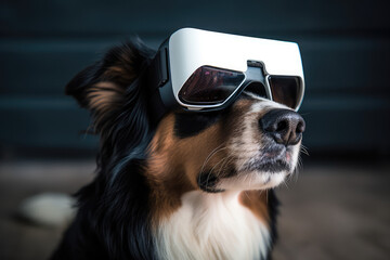 dog using vr glasses, generative AI