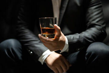  Barman pouring whiskey whiskey glass celebrate whiskey on a friendly party in  restaurant