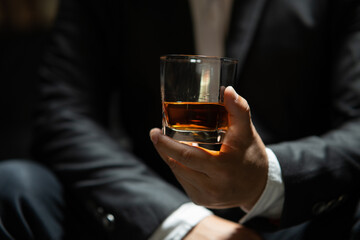 Businessmen in suits drinking  Celebrate whiskey