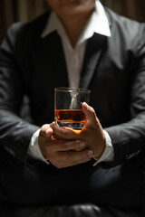 Businessmen in suits drinking  Celebrate whiskey
