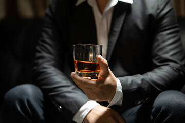 Businessmen in suits drinking  Celebrate whiskey