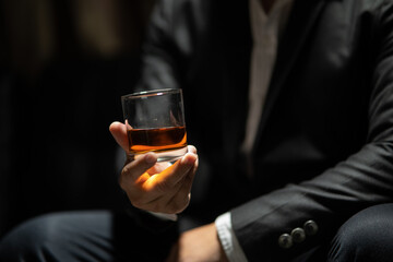 Barman pouring whiskey whiskey glass beautiful night