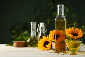 Concept of ingredients for cooking - Sunflower oil