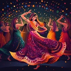 Dandiya night celebration on navratri.