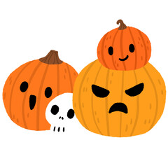 Cartoon cute funny pumpkin Halloween element.