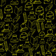 seamless abstract pattern of school doodles