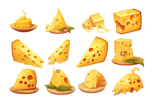 cheese set collection graphic clipart design. Generative AI