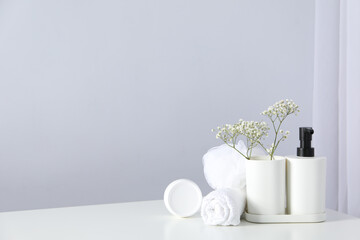 Composition with different accessories and supplies for self care