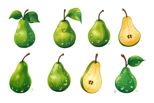 Pear set collection graphic cipart design. Generative AI