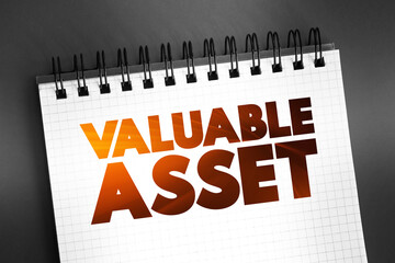 Valuable Asset text on notepad, concept background