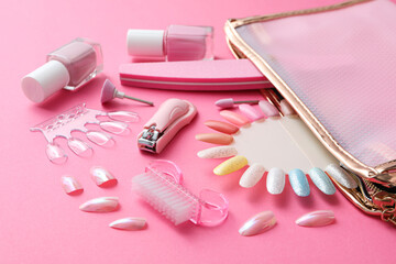 Concept of nail art, tools for pedicure and manicure