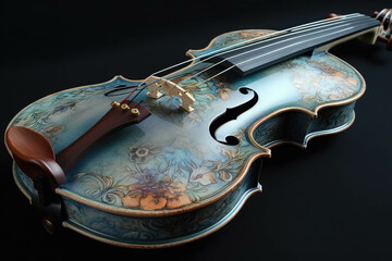 Obraz premium Full Violin instrument rococo’s style, elegant, gothic, renaissance, pastel colors. Generative AI