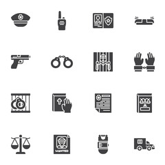 Law and Judgement vector icons set