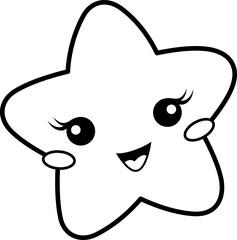 Kawaii Star Coloring Page Cartoon Illustration