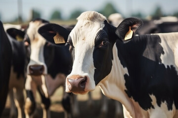 cows in a farm close up, Dairy cows in a farm,