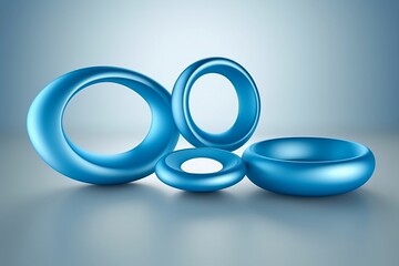 Abstract 3d graphic object on cold blue background