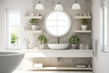 Elegant white sink room. Generate Ai