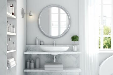 Elegant white sink standing. Generate Ai