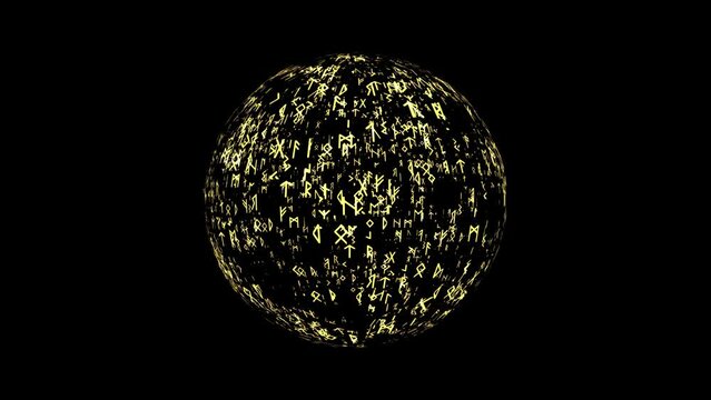 Gold Runes In Luminous Rotating Ball