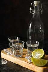 Concept of strong alcoholic drink - vodka drink