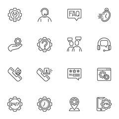 Support service line icons set