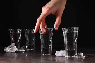 Concept of strong alcoholic drink - vodka drink