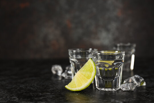 Concept of strong alcoholic drink - vodka drink