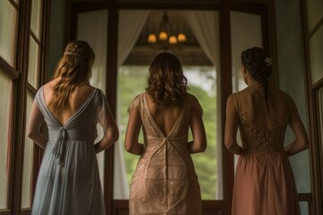 Female friends wedding. Generate Ai - obrazy, fototapety, plakaty
