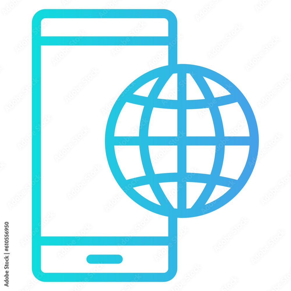 Wall mural browser smartphone gradient line icon, use for website mobile app presentation