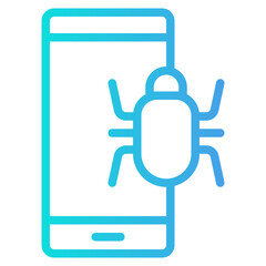 Bug smartphone gradient line icon, use for website mobile app presentation