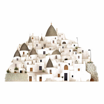 Illustration of beautiful view of Alberobello, Italy