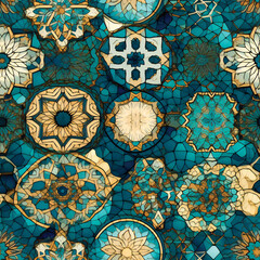 Orient, Middle East inspired fantasy pattern. Seamless design. Created with Generative AI technology.
