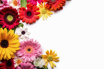 Blank of beautiful flowers frame , Frame with flower isolated on background , Created with generative AI