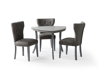 Fototapeta premium wooden round dining table on isolated white background . table and chair 