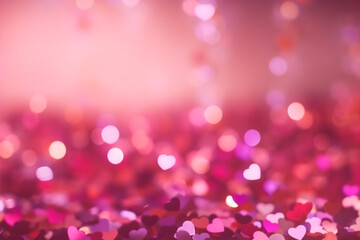 Defocused pink hearts background