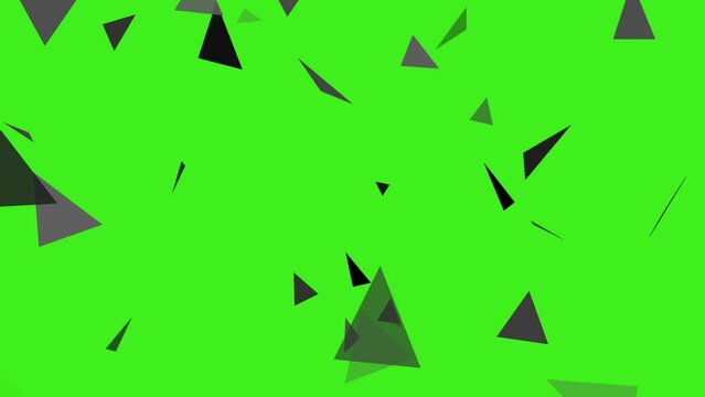 Triangle particles shapes moving on green screen background HD animation.