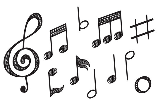Musical note design element in doodle style