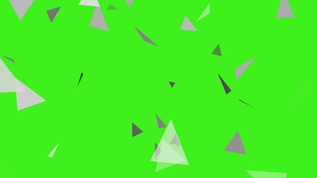 Triangle particles shapes moving on green screen background HD animation.