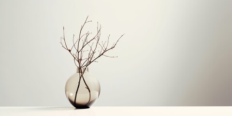 AI Generated. AI Generative. Beautiful home decoration minimal twig in glass vase. Cozy indoor vibe. Graphic Art