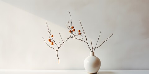 AI Generated. AI Generative. Beautiful home decoration minimal twig in glass vase. Cozy indoor vibe. Graphic Art