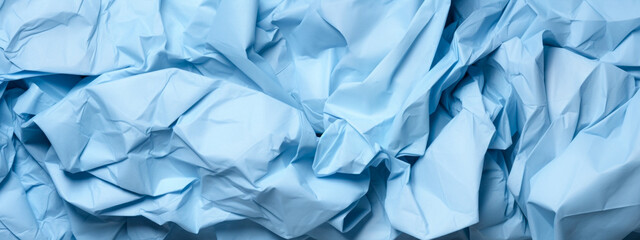 Fototapeta premium Blue crumpled paper background grunge texture backdrop. Generative AI