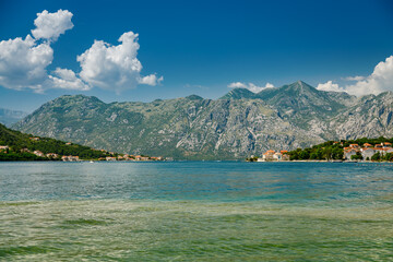 Obraz premium Scenic panorama of the Bay of Kotor on a sunny summer day
